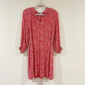 Draper James Red and White V-Neck Sundress with 3/4 sleeves Women’s size L